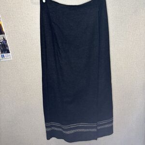 Eddie Bauer Womans Wool Blend Faux Wrap Maxi Skirt Size 10 Charcoal Gray Long